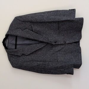 Vintage Harris Tweed Herringbone Sport Coat Blazer Blue Gray Rust 48 Long